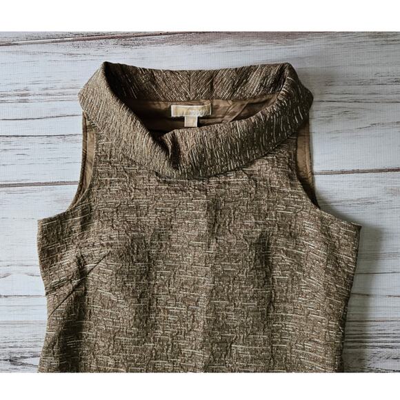 Micheal Micheal Kors Metallic Tweede Cowl Neck Sheath Dress sz 12 - Picture 5 of 7